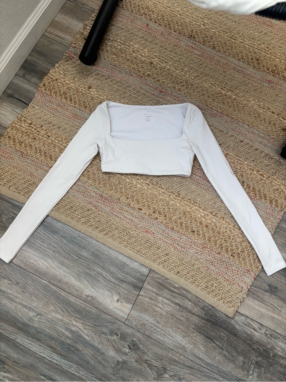 White Long Sleeve Square Neck Crop Top - Women - Picture 3 of 5
